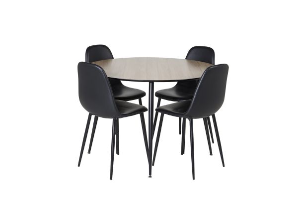 Imagine Please fully translate Silar Dining Table - Round 100 cm - "Wood Look" Melamine / Black Legs+Polar Dining Chair - Black / Black_4