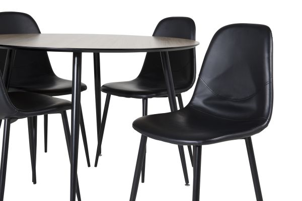 Imagine Please fully translate Silar Dining Table - Round 100 cm - "Wood Look" Melamine / Black Legs+Polar Dining Chair - Black / Black_4