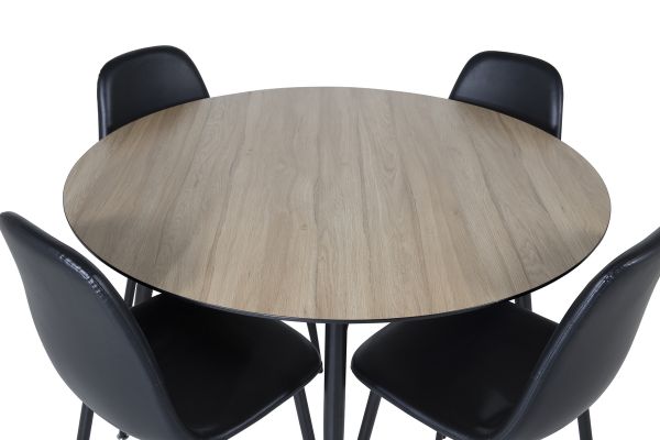 Imagine Please fully translate Silar Dining Table - Round 100 cm - "Wood Look" Melamine / Black Legs+Polar Dining Chair - Black / Black_4