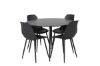 Imagine Masa de dining Silar - Rotunda 100 cm - Melamina neagra / Picioare negre + Scaun de dining din plastic Polar - Picioare negre / Plastic negru_4