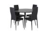 Imagine Masa de dining Silar - rotunda 100 cm - melamina neagră / picioare negre + scaun de dining cu spătar înalt subțire - picioare negre - PU negru_4