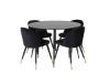 Imagine Masa de dining Silar - rotundă 100 cm - Melamină neagră / picioare negre + Scaun de dining Velvet - Brass - Negru / negru_4