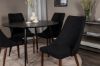 Imagine Masa de dining Silar - Rotunda 100 cm - Melamina neagră / Picioare negre + Scaun de dining Leone - Picioare din nuc - Material negru_4