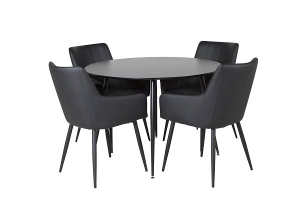 Imagine Masa de dining Silar - Rotunda 100 cm - Melamină neagră / Picioare negre + Scaun Comfort - Stejar/Negru _4