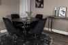 Imagine Masa de dining Silar - Rotunda 100 cm - Melamina neagra / Picioare negre+ Scaun de dining Velvet Deluxe - Negru / Negru_4