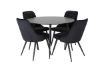 Imagine Masa de dining Silar - Rotunda 100 cm - Melamina neagra / Picioare negre+ Scaun de dining Velvet Deluxe - Negru / Negru_4