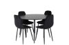 Imagine Masa de dining Silar - Rotunda 100 cm - Melamina neagră / Picioare negre + Scaun de dining Polar Diamond - Picioare negre - Catifea neagră_4