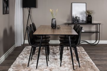 Imagine Masa de dining Silar - 180 cm - Melamină "Aspect Lemn" / Picioare Negre + Scaun de dining Polar - Negru / Negru_6