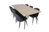 Imagine Masa de dining Silar - 180 cm - "Aspect Lemn" Melamina / Picioare Negre + Scaun de dining cu Stil - PU - Negru / Negru_6