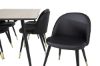 Imagine Masa de dining Silar - 180 cm - "Aspect Lemn" Melamina / Picioare Negre + Scaun de dining cu Stil - PU - Negru / Negru_6