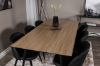 Imagine Masa de dining Silar - 180 cm - "Aspect Lemn" Melamina / Picioare Negre + Scaun de dining cu Stil - PU - Negru / Negru_6