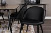 Imagine Masa de dining Silar - 180 cm - "Aspect Lemn" Melamina / Picioare Negre + Scaun de dining cu Stil - PU - Negru / Negru_6