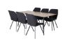 Imagine Masa de dining Silar - 180 cm - "Wood Look" Melamina / Picioare negre + Scaun de dining Gemma - Picioare negre - Material negru_6