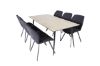 Imagine Masa de dining Silar - 180 cm - "Wood Look" Melamina / Picioare negre + Scaun de dining Gemma - Picioare negre - Material negru_6