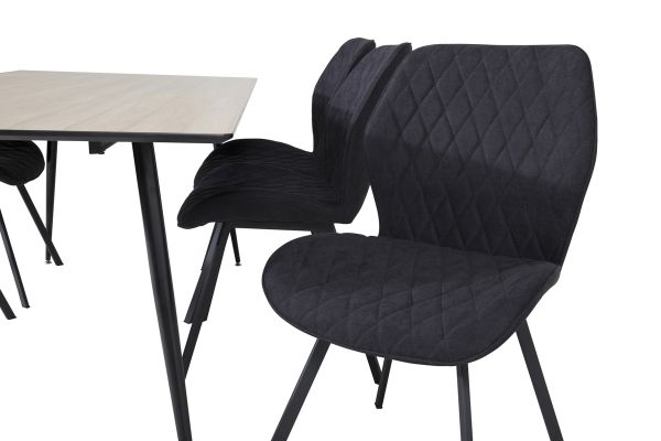 Imagine Masa de dining Silar - 180 cm - "Wood Look" Melamina / Picioare negre + Scaun de dining Gemma - Picioare negre - Material negru_6