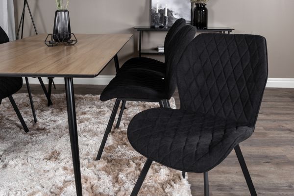 Imagine Masa de dining Silar - 180 cm - "Wood Look" Melamina / Picioare negre + Scaun de dining Gemma - Picioare negre - Material negru_6