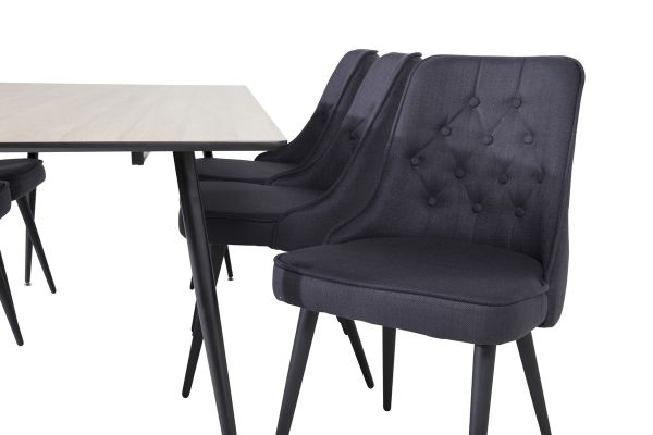 Imagine Masa de dining Silar - 180 cm - "Wood Look" Melamina / Picioare Negre+ Scaun de dining Velvet Deluxe - Picioare Negre - Material Negru_6