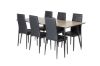 Imagine Masa de dining Silar - 180 cm - "Wood Look" Melamina / Picioare negre + Scaun de dining cu spatar inalt Slim - Picioare negre - Piele neagra_6