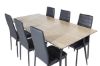 Imagine Masa de dining Silar - 180 cm - "Wood Look" Melamina / Picioare negre + Scaun de dining cu spatar inalt Slim - Picioare negre - Piele neagra_6