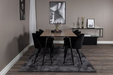 Imagine Masa de dining Silar - 180 cm - Melamina "Aspect lemn" / Picioare negre + Scaun de dining Velvet - Negru / Negru_6