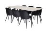 Imagine Masa de dining Silar - 180 cm - Melamina "Aspect lemn" / Picioare negre + Scaun de dining Velvet - Negru / Negru_6