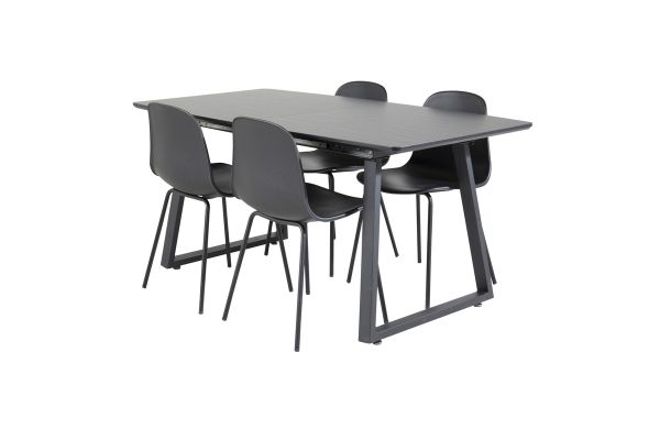 Imagine Extensie masa Inca - blat negru / picioare negre + scaun de dining Arctic - picioare negre - plastic negru_4