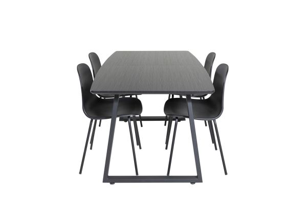 Imagine Extensie masa Inca - blat negru / picioare negre + scaun de dining Arctic - picioare negre - plastic negru_4