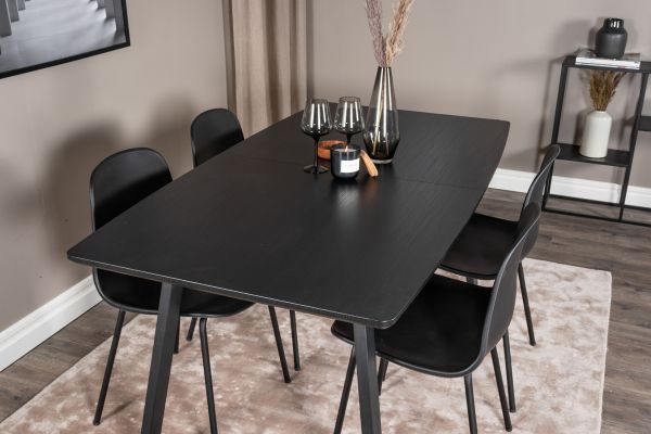 Imagine Extensie masa Inca - blat negru / picioare negre + scaun de dining Arctic - picioare negre - plastic negru_4