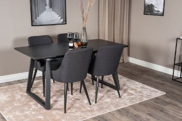 Imagine Inca Extentiontable - Black top / black Legs+Plaza Dining Chair - Black Legs - Black Fabric_4