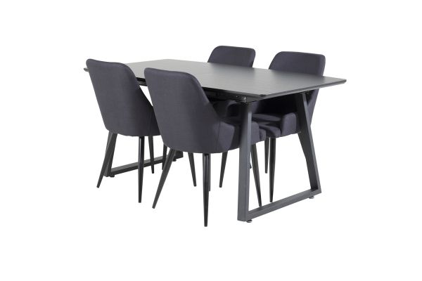 Imagine Inca Extentiontable - Black top / black Legs+Plaza Dining Chair - Black Legs - Black Fabric_4