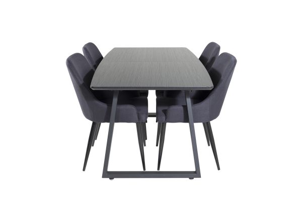 Imagine Inca Extentiontable - Black top / black Legs+Plaza Dining Chair - Black Legs - Black Fabric_4