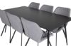 Imagine Masa de dining Silar - 180 cm - Melamina neagra / Picioare negre + Scaun de dining Gemma - Picioare negre - Material gri_6