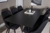 Imagine Masa de dining Silar - 180 cm - Melamină neagră / Picioare negre + Scaun de dining de lux din catifea - Picioare negre - Material negru_6