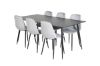 Imagine Masa de dining Silar - 180 cm - Melamină neagră / Picioare negre + Scaun de dining Polar Diamond - Picioare negre - Catifea gri_6