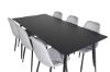 Imagine Masa de dining Silar - 180 cm - Melamină neagră / Picioare negre + Scaun de dining Polar Diamond - Picioare negre - Catifea gri_6