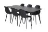 Imagine Masa de dining Silar - 180 cm - Melamina neagra / Picioare negre + Scaun de dining Polar - Picioare negre / Plastic negru_6