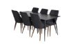 Imagine Masa de dining Silar - 180 cm - Melamina neagra / Picioare negre+ Scaun de dining Leone - Picioare de nuca - Material negru_6