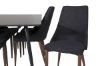 Imagine Masa de dining Silar - 180 cm - Melamina neagra / Picioare negre+ Scaun de dining Leone - Picioare de nuca - Material negru_6