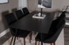 Imagine Masa de dining Silar - 180 cm - Melamina neagra / Picioare negre+ Scaun de dining Leone - Picioare de nuca - Material negru_6