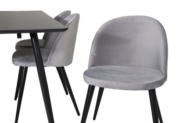 Imagine Silar Dining Table - 180 cm - Black Melamine / Black Legs+Velvet Dining Chair - Light Grey / Black_6