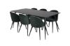 Imagine Masa de dining Silar - 180 cm - Melamină neagră / Picioare negre+Scaun de dining Velvet - Verde / Negru_6