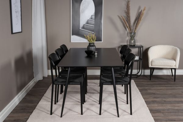 Imagine Vă rugăm să traduceți complet Silar Dining Table - 180 cm - Black Melamine / Black Legs + Polly Dining Chair - Black / Black _6