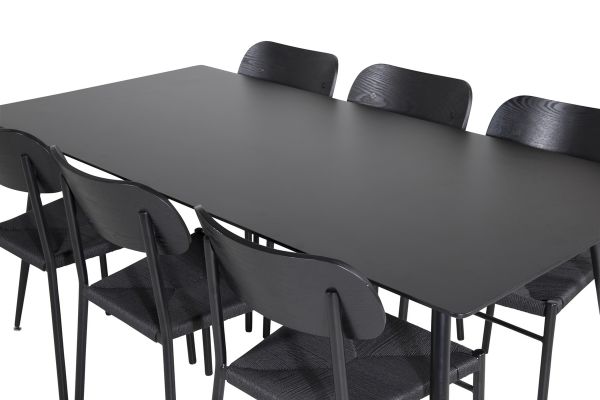 Imagine Vă rugăm să traduceți complet Silar Dining Table - 180 cm - Black Melamine / Black Legs + Polly Dining Chair - Black / Black _6