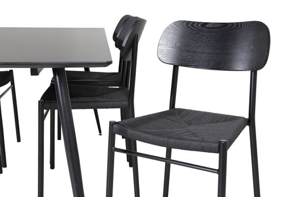 Imagine Vă rugăm să traduceți complet Silar Dining Table - 180 cm - Black Melamine / Black Legs + Polly Dining Chair - Black / Black _6