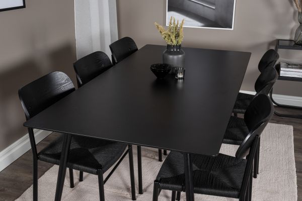 Imagine Vă rugăm să traduceți complet Silar Dining Table - 180 cm - Black Melamine / Black Legs + Polly Dining Chair - Black / Black _6