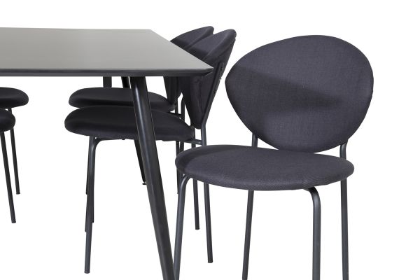 Imagine Masa dining 180 cm, finisaj negru, Silar cu 6 scaune