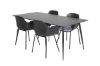 Imagine Masă de dining Silar - 180 cm - Melamină neagră / Picioare negre + Scaun de dining din plastic Comfort - Picioare negre - Plastic negru_4