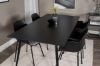 Imagine Masă de dining Silar - 180 cm - Melamină neagră / Picioare negre + Scaun de dining din plastic Comfort - Picioare negre - Plastic negru_4