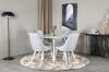 Imagine Plaza Round Table 100 cm - Blat alb / Picioare albe + Scaun de lux din catifea - Picioare albe - Material gri deschis_4