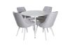 Imagine Plaza Round Table 100 cm - Blat alb / Picioare albe + Scaun de lux din catifea - Picioare albe - Material gri deschis_4